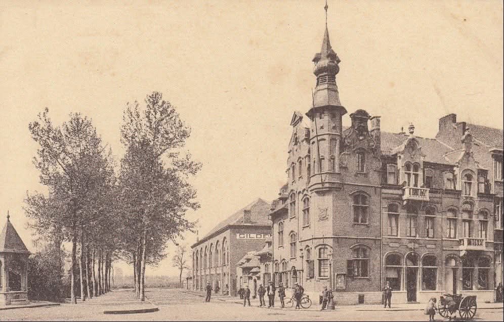 Historisch beeld van het Brughuis in Lokeren